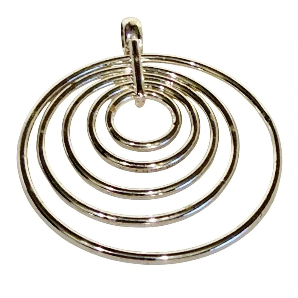 VTG Modernist Spiral Jewelry Set Silver Tone Pendant Earrings Geometric Wire Art